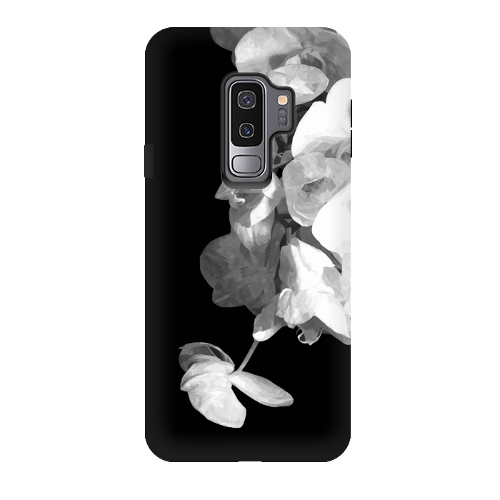 Galaxy S9 plus StrongFit White Orchids Black Background by Alemi