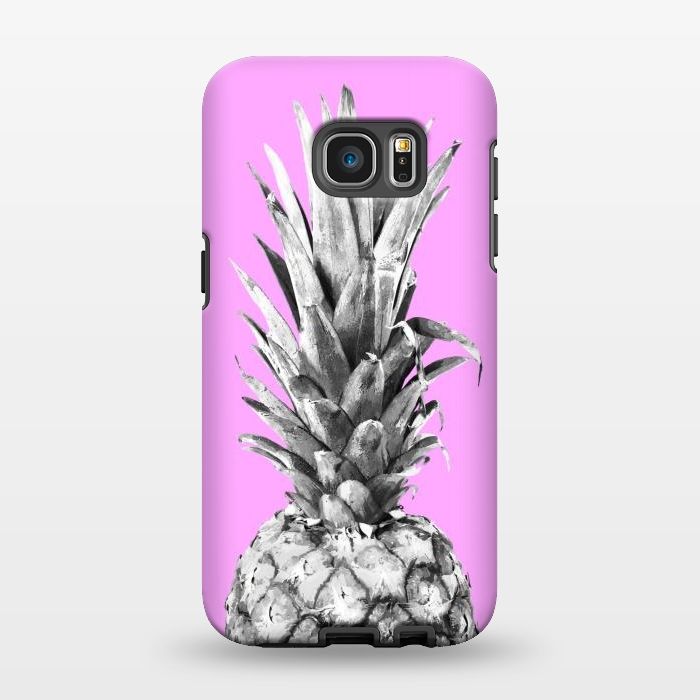 Galaxy S7 EDGE StrongFit Black, White, Pink Pineapple by Alemi