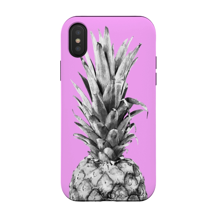 iPhone Xs / X StrongFit Black, White, Pink Pineapple by Alemi