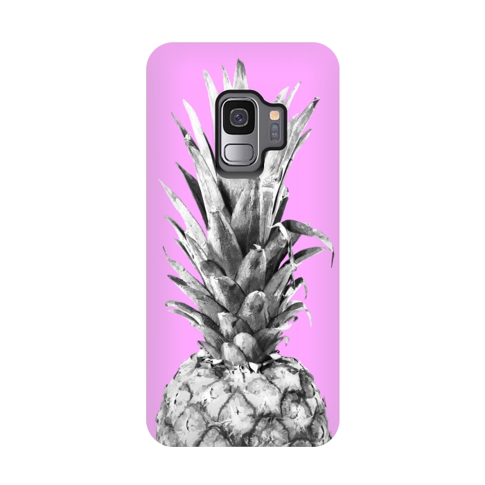 Galaxy S9 StrongFit Black, White, Pink Pineapple by Alemi