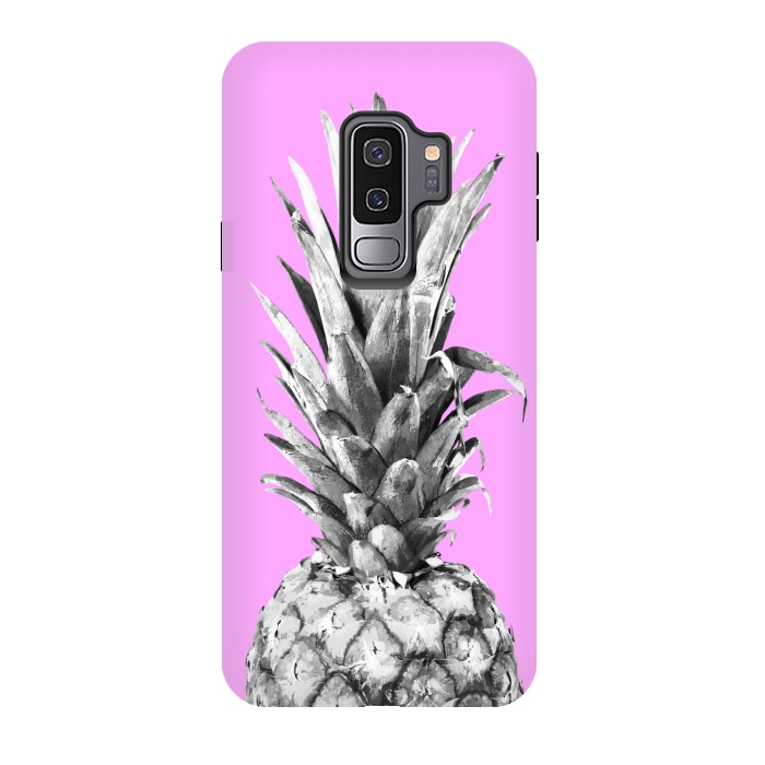 Galaxy S9 plus StrongFit Black, White, Pink Pineapple by Alemi