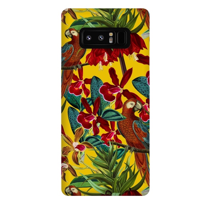 Galaxy Note 8 StrongFit Parrots in tropical flower jungle by  Utart