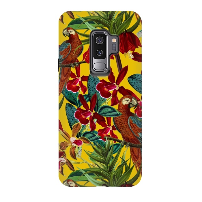 Galaxy S9 plus StrongFit Parrots in tropical flower jungle by  Utart