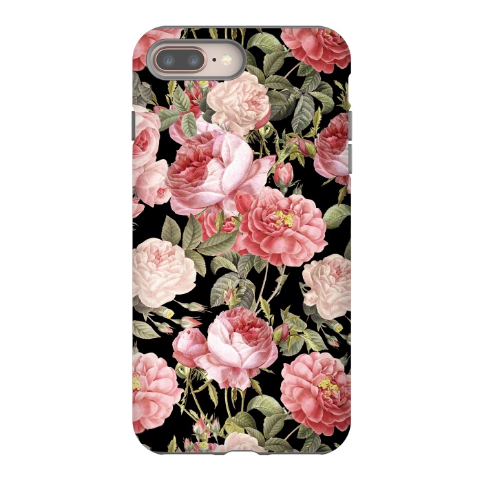iPhone 7 plus StrongFit Bridal Roses Pattern on Black by  Utart