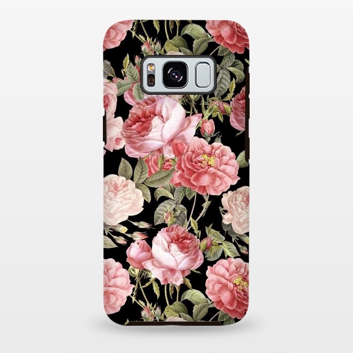 Galaxy S8 plus StrongFit Bridal Roses Pattern on Black by  Utart