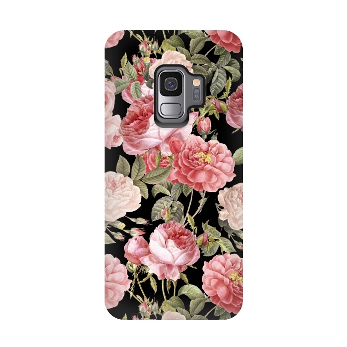 Galaxy S9 StrongFit Bridal Roses Pattern on Black by  Utart
