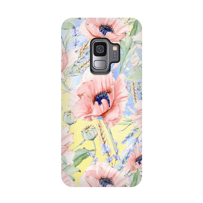 Galaxy S9 StrongFit Pastel Summer Poppy Meadow by  Utart