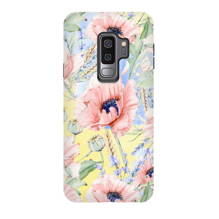 Galaxy S9 plus StrongFit Pastel Summer Poppy Meadow by  Utart