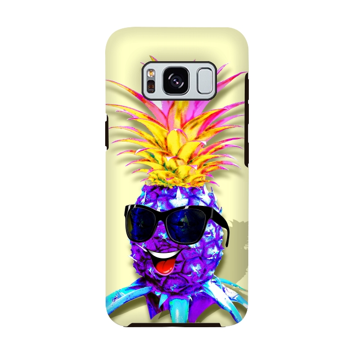 Galaxy S8 StrongFit Pineapple Ultraviolet Happy Dude with Sunglasses  by BluedarkArt