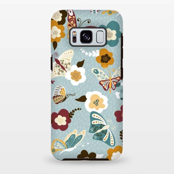 Galaxy S8 plus StrongFit Beautiful Butterflies on Dusty Blue by Paula Ohreen