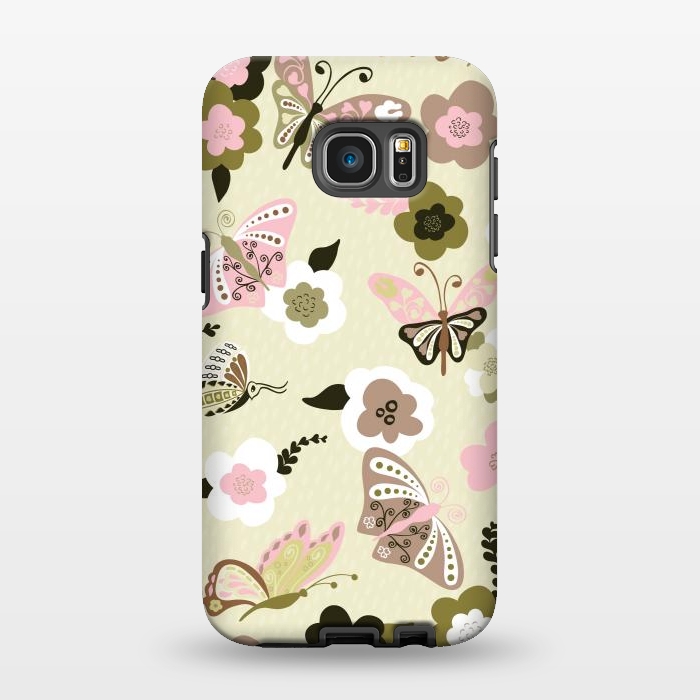 Galaxy S7 EDGE StrongFit Beautiful Butterflies on Mint Green by Paula Ohreen