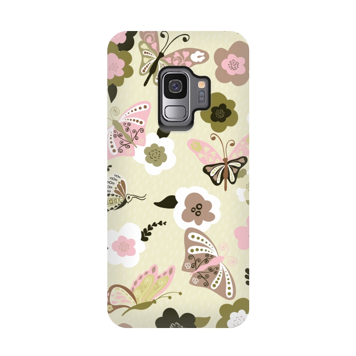 Galaxy S9 StrongFit Beautiful Butterflies on Mint Green by Paula Ohreen