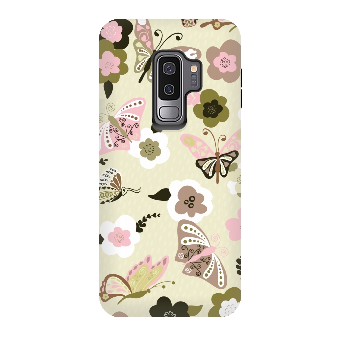 Galaxy S9 plus StrongFit Beautiful Butterflies on Mint Green by Paula Ohreen