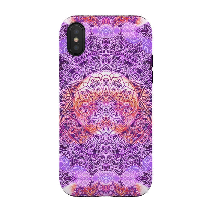 iPhone Xs / X StrongFit Purple orange hippy mandala by Oana 