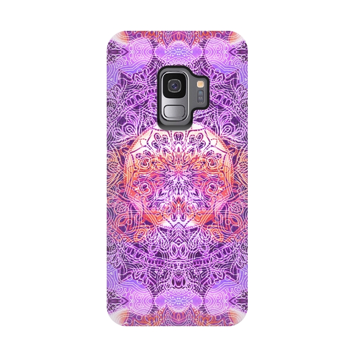 Galaxy S9 StrongFit Purple orange hippy mandala by Oana 