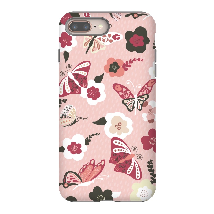 iPhone 7 plus StrongFit Beautiful Butterflies on Dusty Pink by Paula Ohreen