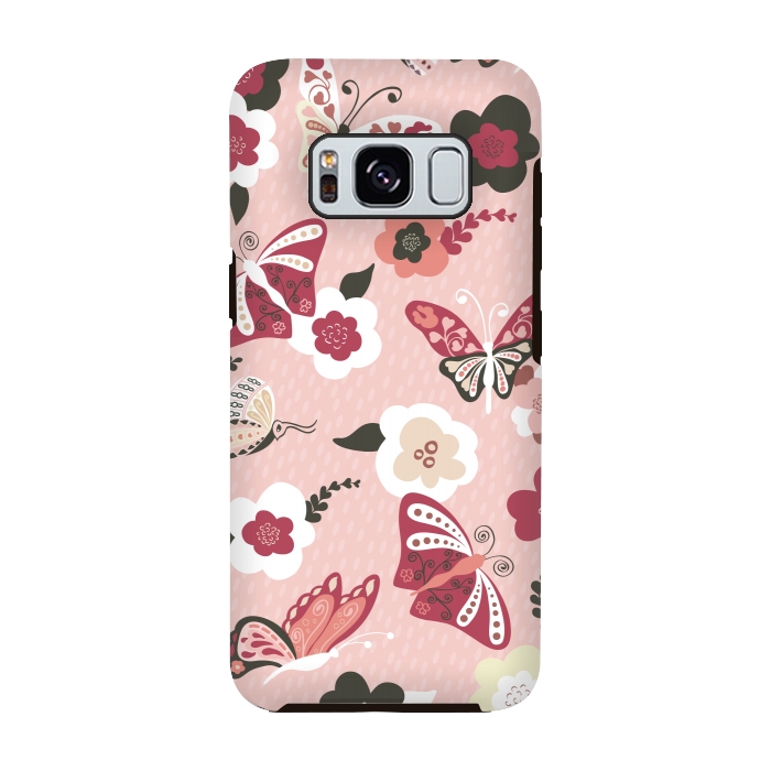 Galaxy S8 StrongFit Beautiful Butterflies on Dusty Pink by Paula Ohreen