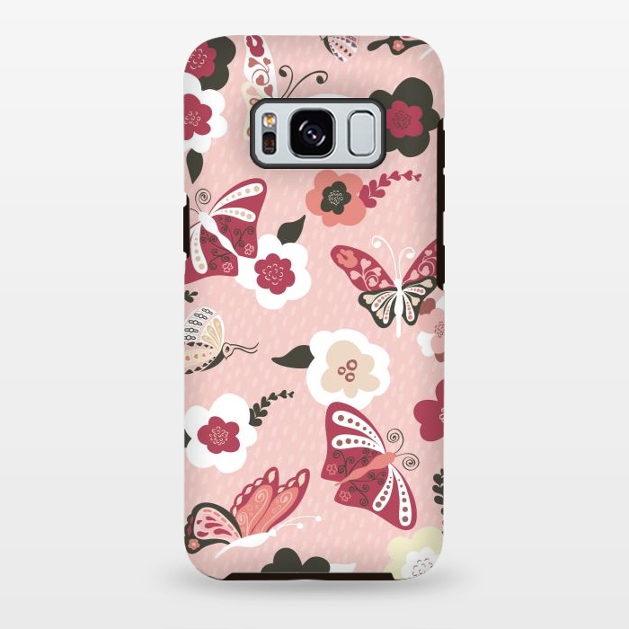 Galaxy S8 plus StrongFit Beautiful Butterflies on Dusty Pink by Paula Ohreen