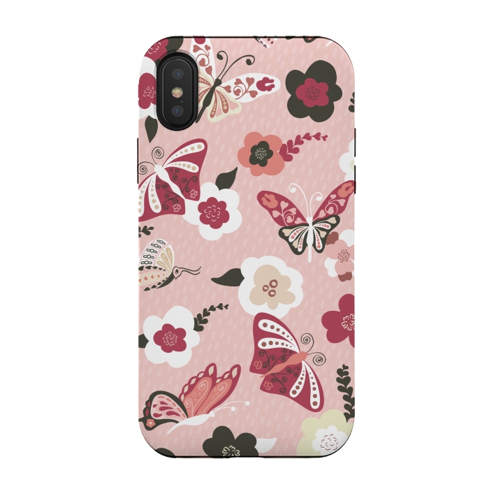 iPhone Xs / X StrongFit Beautiful Butterflies on Dusty Pink by Paula Ohreen
