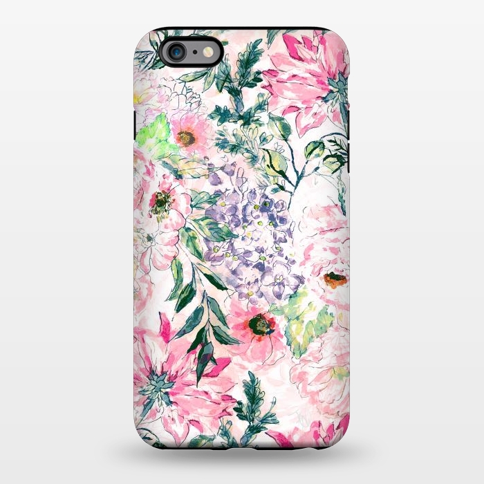 iPhone 6/6s plus StrongFit Boho chic watercolor pink floral hand paint by InovArts