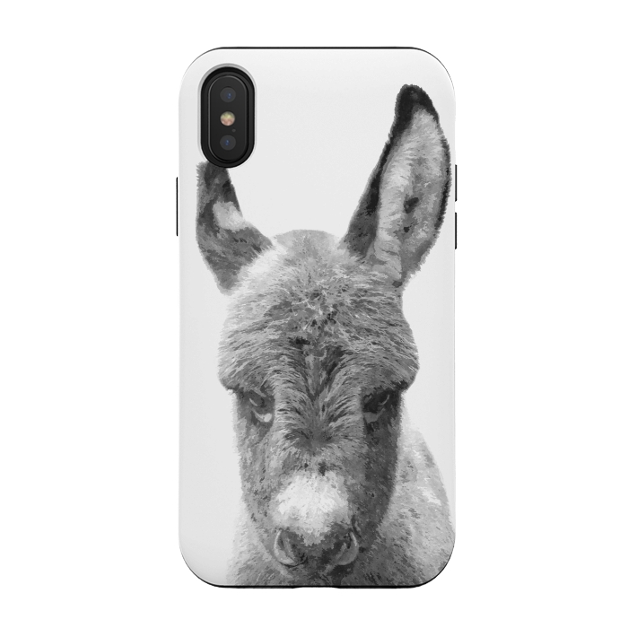 iPhone Xs / X StrongFit Black and White Baby Donkey by Alemi