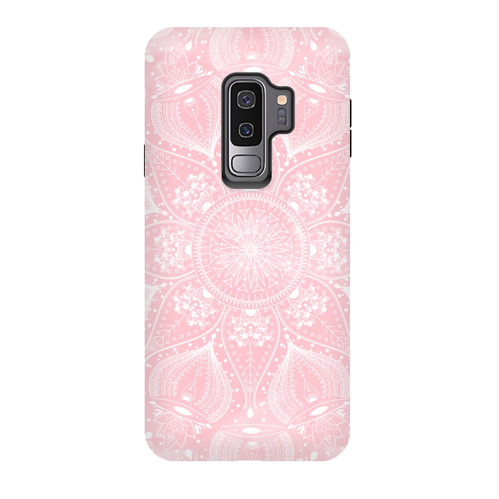 Galaxy S9 plus StrongFit Elegant white mandala design by InovArts