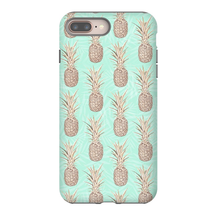 iPhone 7 plus StrongFit Golden and mint pineapples pattern by InovArts