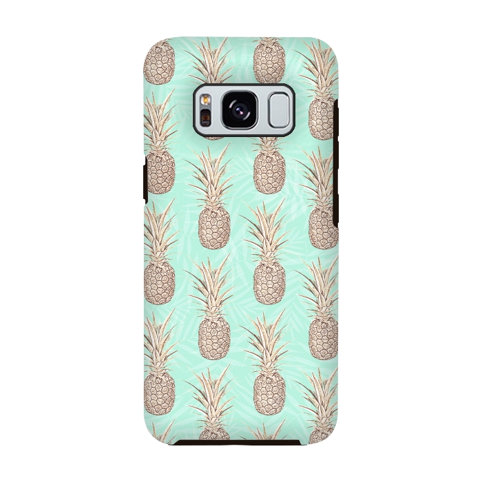 Galaxy S8 StrongFit Golden and mint pineapples pattern by InovArts