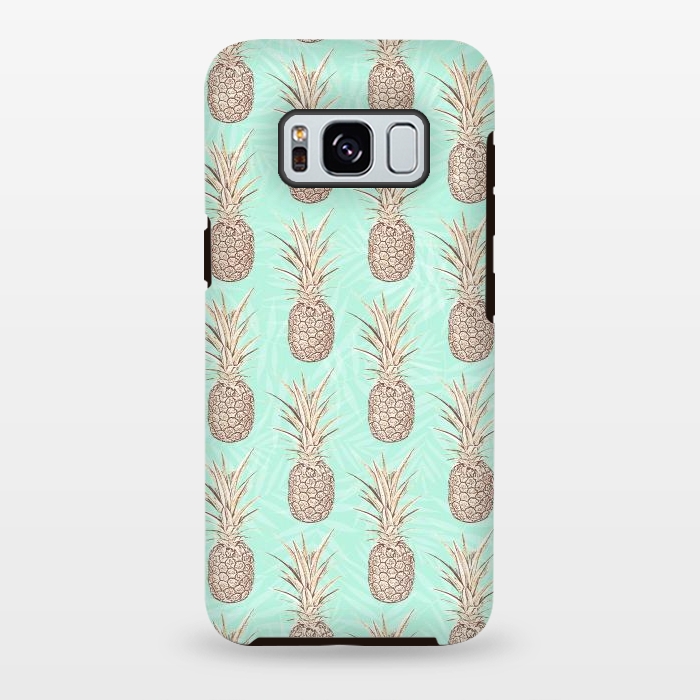 Galaxy S8 plus StrongFit Golden and mint pineapples pattern by InovArts