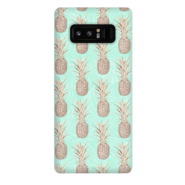 Galaxy Note 8 StrongFit Golden and mint pineapples pattern by InovArts