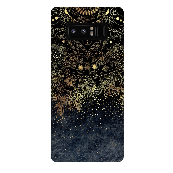 Galaxy Note 8 StrongFit Stylish Gold floral mandala and confetti by InovArts