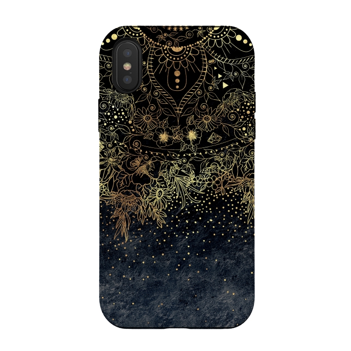 iPhone Xs / X StrongFit Stylish Gold floral mandala and confetti by InovArts