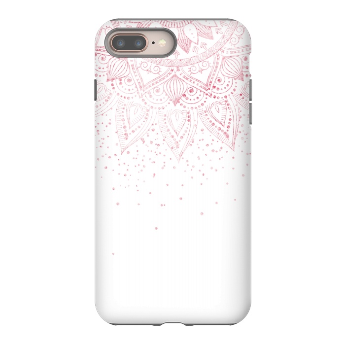 iPhone 7 plus StrongFit Elegant rose gold mandala confetti design by InovArts
