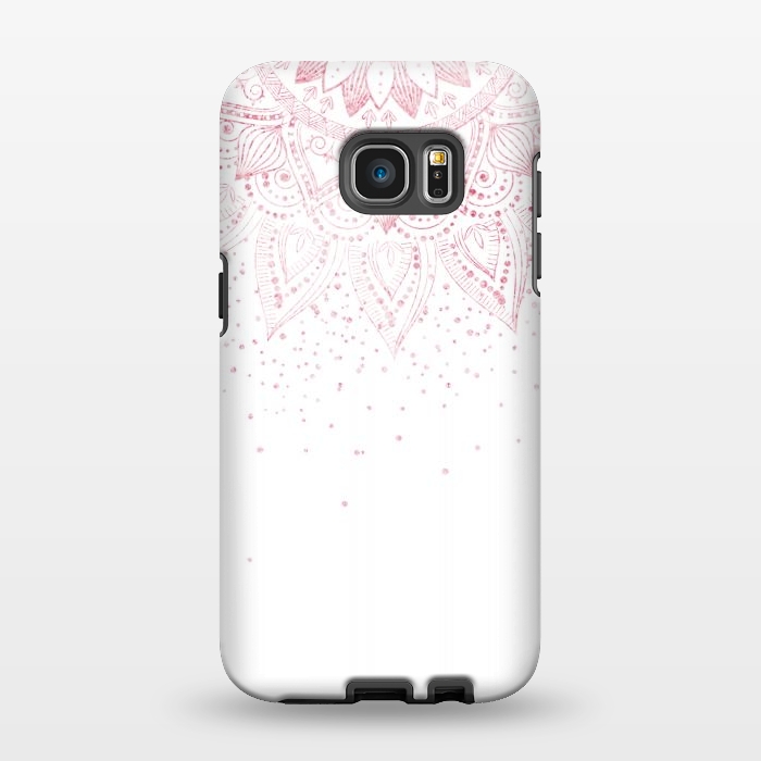 Galaxy S7 EDGE StrongFit Elegant rose gold mandala confetti design by InovArts