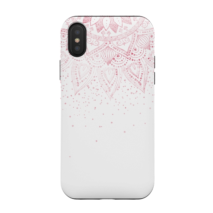 iPhone Xs / X StrongFit Elegant rose gold mandala confetti design by InovArts