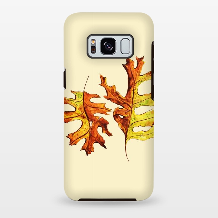 Galaxy S8 plus StrongFit Ink Watercolor Painted Autumn Leaves Nature Lover by Boriana Giormova