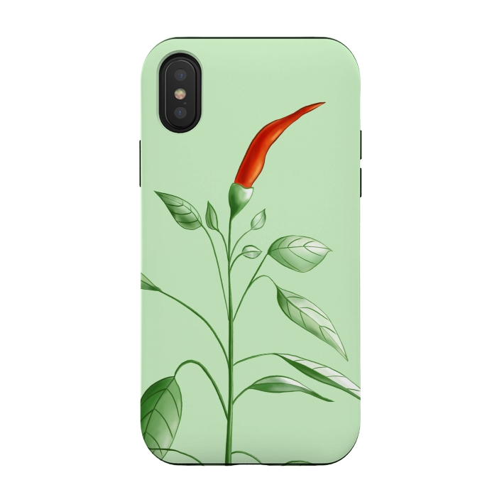 iPhone Xs / X StrongFit Hot Chili Pepper Plant Botanical Illustration by Boriana Giormova