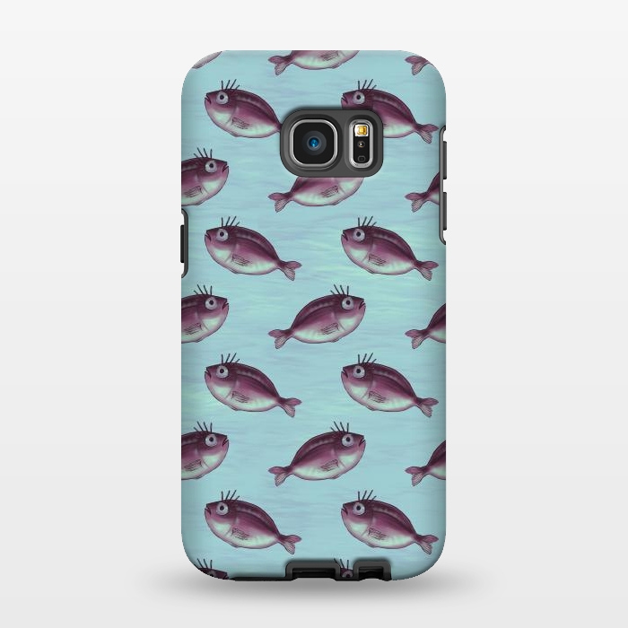 Galaxy S7 EDGE StrongFit Funny Fish With Fancy Eyelashes Pattern by Boriana Giormova
