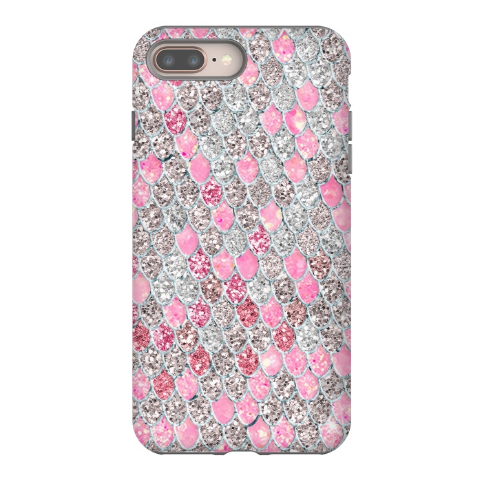 iPhone 7 plus StrongFit Rose Gold and Silver Sparkling Mermaid Scales  by  Utart