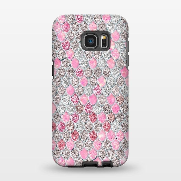 Galaxy S7 EDGE StrongFit Rose Gold and Silver Sparkling Mermaid Scales  by  Utart