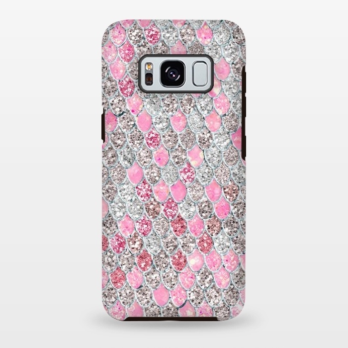 Galaxy S8 plus StrongFit Rose Gold and Silver Sparkling Mermaid Scales  by  Utart