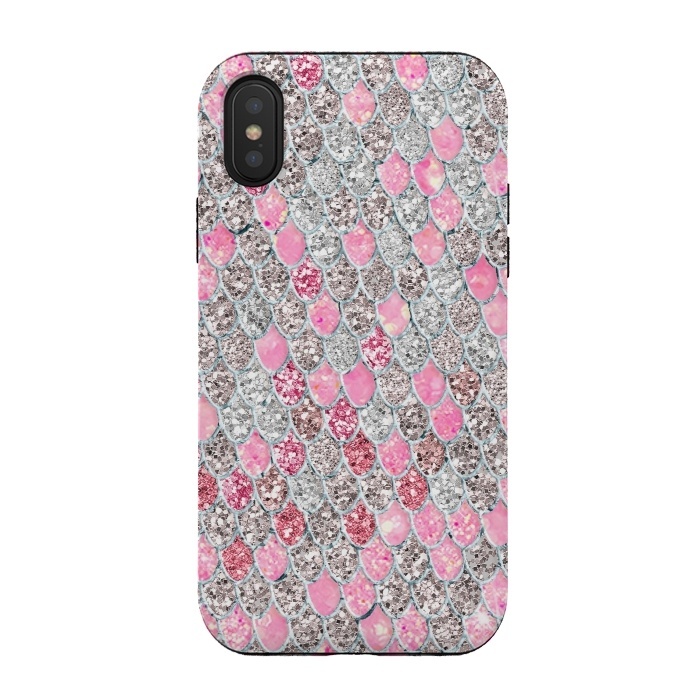 iPhone Xs / X StrongFit Rose Gold and Silver Sparkling Mermaid Scales  by  Utart
