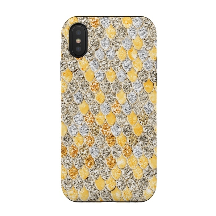 iPhone Xs / X StrongFit Gold and Silver Sparkling Mermaid Scales by  Utart