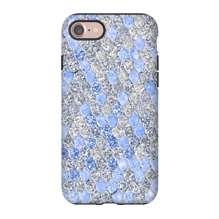 iPhone 7 StrongFit Blue and Silver Sparkling Mermaid Scales by  Utart