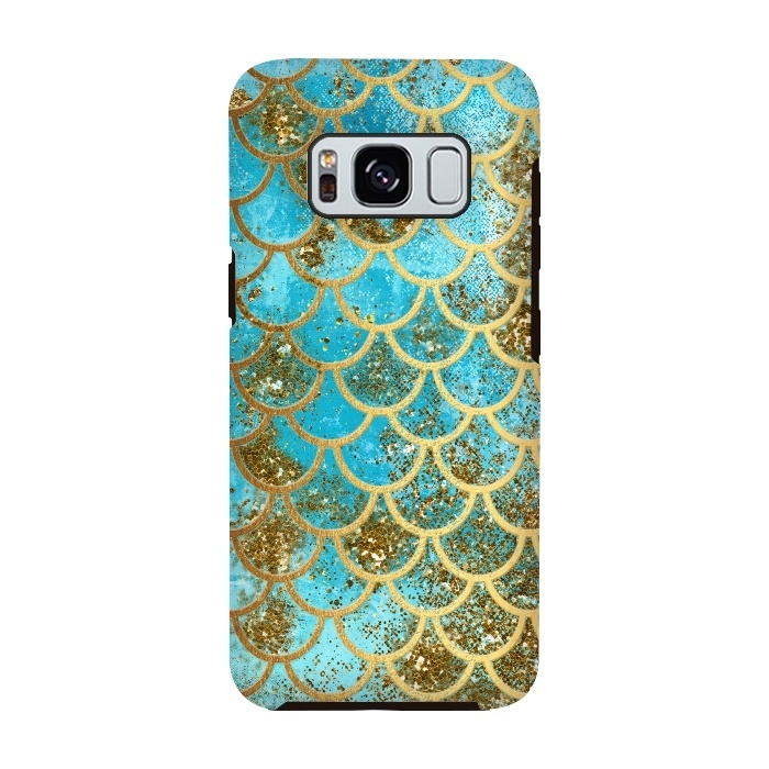 Galaxy S8 StrongFit Blue, Glitter and Gold Mermaid Scales by  Utart