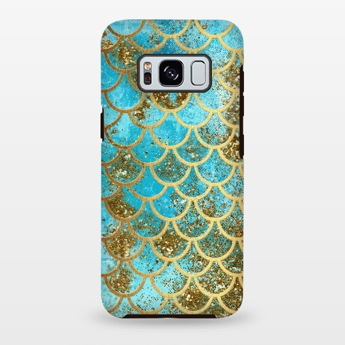 Galaxy S8 plus StrongFit Blue, Glitter and Gold Mermaid Scales by  Utart