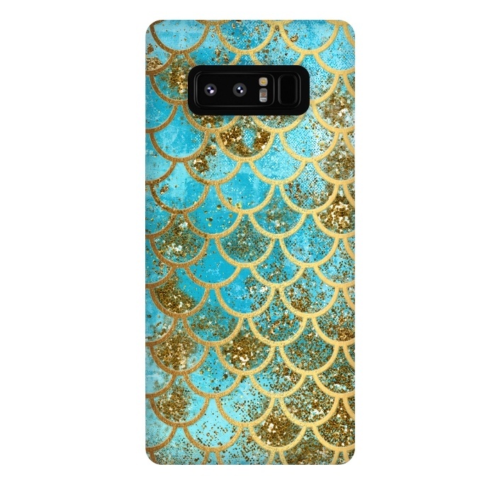 Galaxy Note 8 StrongFit Blue, Glitter and Gold Mermaid Scales by  Utart