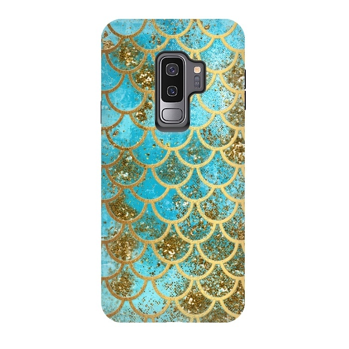 Galaxy S9 plus StrongFit Blue, Glitter and Gold Mermaid Scales by  Utart