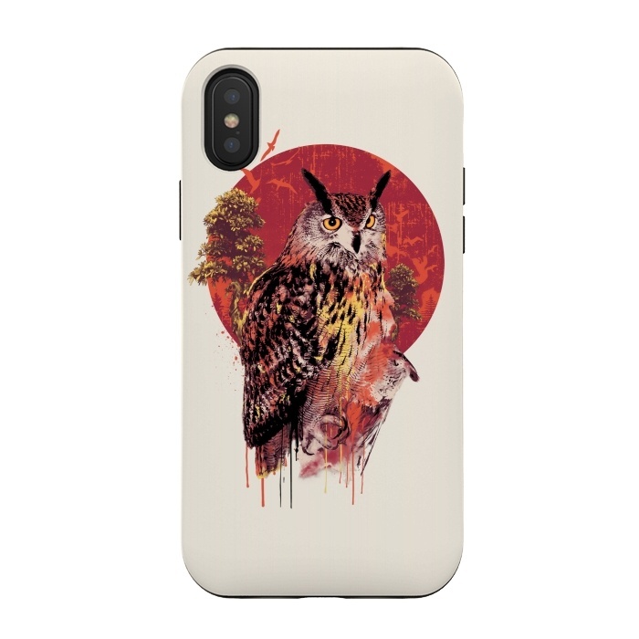 iPhone Xs / X StrongFit Owl Red by Riza Peker