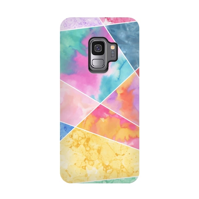Galaxy S9 StrongFit Watercolor Geometric by Creativeaxle